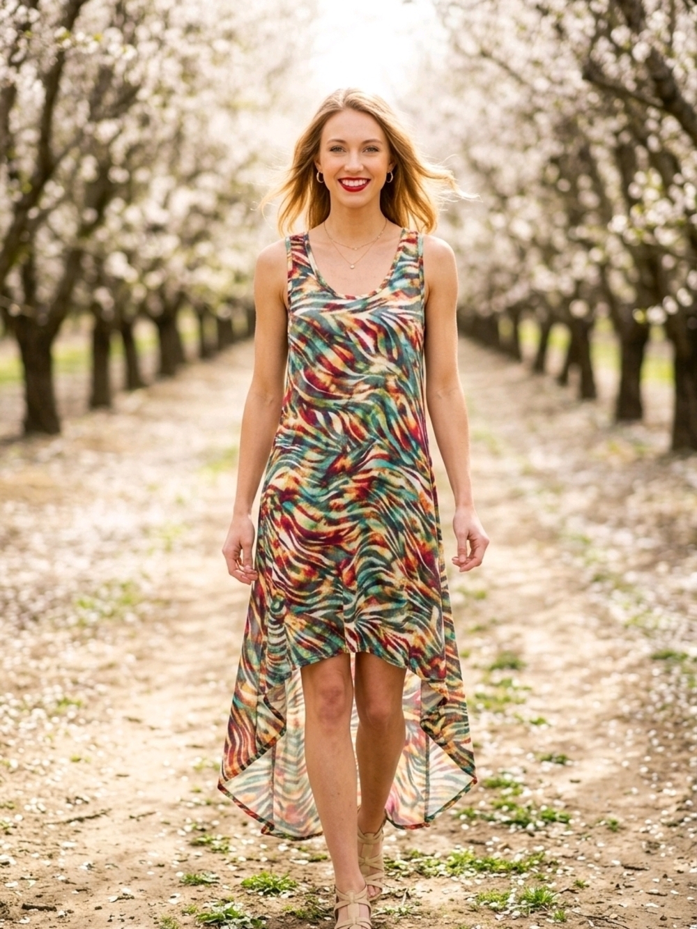 Swimsuits For All Multicolor High-Low Tank Dress in Multi Colors